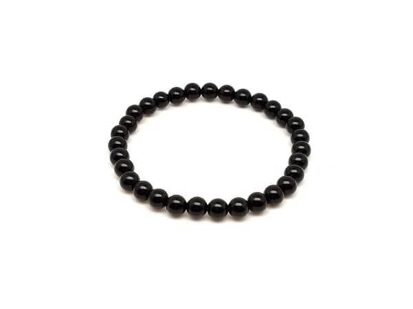 Obszidián fekete ásvány karkötő golyós 6mm
