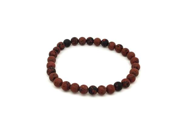 Obszidián mahagóni matt ásvány karkötő golyós 6mm