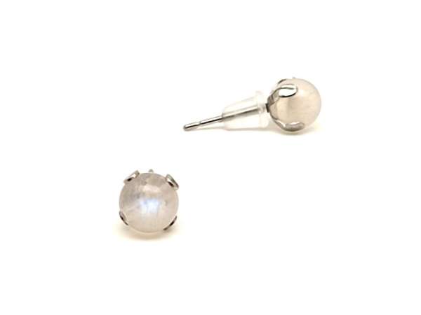 Fülbevaló acél karmos golyó fehér holdkő 6mm