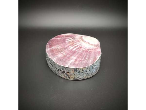 Lila-fehér kagyló ékszertartó doboz romantikus ajándékdoboz 10×10 cm