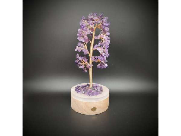 Fa lámpa Ametiszt elemes 20cm