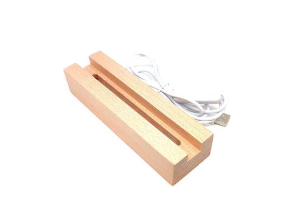 Fa talpas fehér LED világító talp ásványokhoz 15x4,5 cm USB csatlakozással 2 cm magas