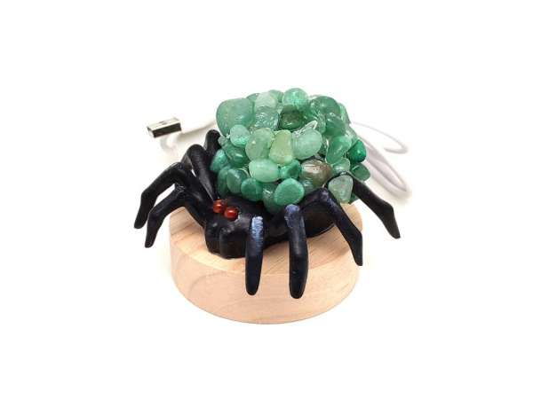 Aventurin ásvány pók lámpa 7 cm USB csatlakozással kézzel készült dísz