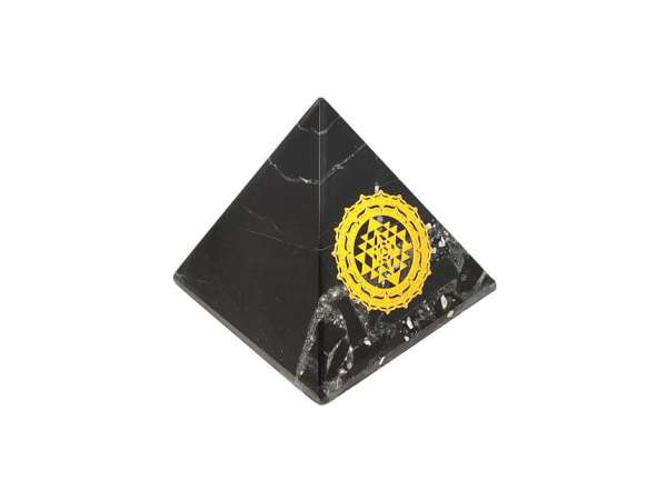 Onix fekete piramis sri yantra arany 6-7cm