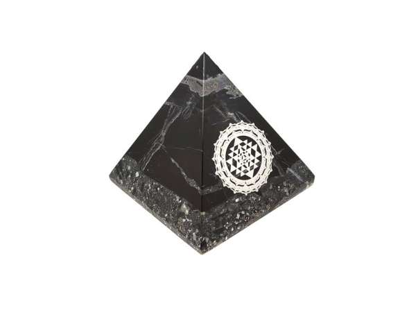 Onix fekete piramis sri yantra ezüst 6-7cm