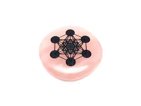 Rózsakvarc korong metatron fekete 4-5cm