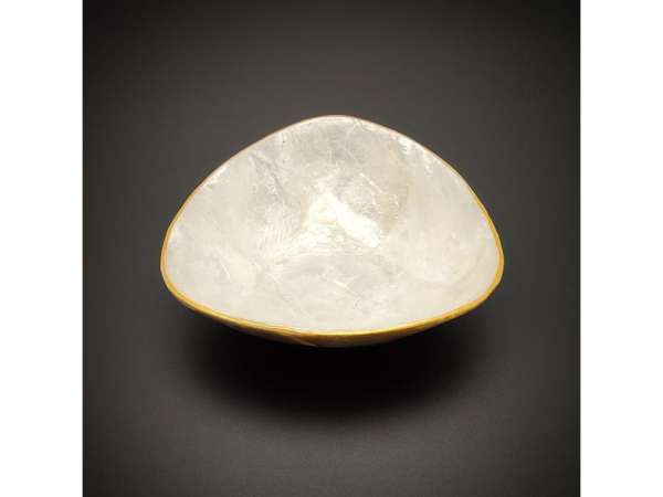 Tál kagyló háromszög arany szélű 10cm