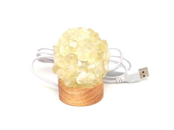 Lámpa ásvány ragasztott dobcsiszolat USB citromkvarc