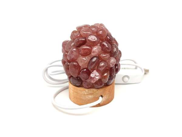 Lámpa ásvány ragasztott dobcsiszolat USB Eperkvarc