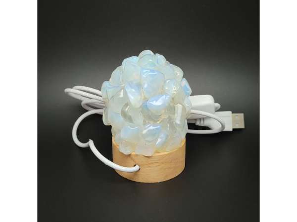 Lámpa ásvány ragasztott dobcsiszolat USB Opalit