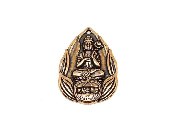 Sárgaréz medál csepp lótusz Buddha 2,5x3,5cm