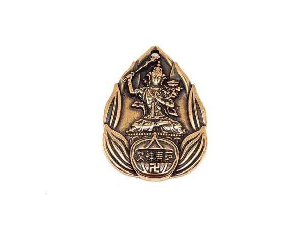 Sárgaréz medál csepp lótusz ülő Buddha 2,5x3,5cm