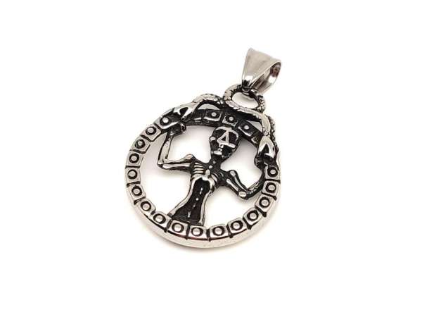 Medál acél csontváz kerek 3cm