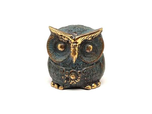 Réz figura bagoly kék arany 5x4cm