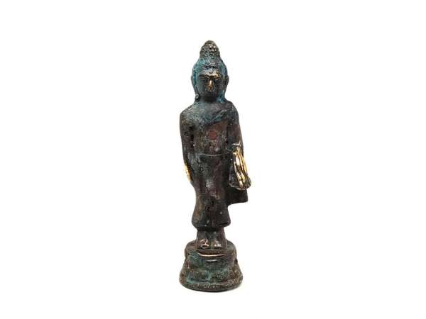 Réz figura Buddha álló kék 10,5x3cm