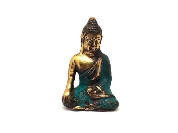 Réz figura Buddha arany kék 5,5x3,5cm