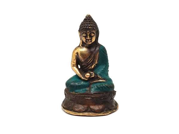 Réz figura Buddha gyógyító arany kék 7x4,5cm