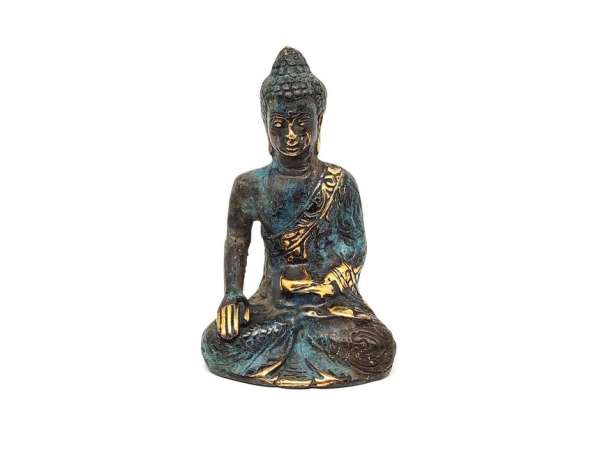 Réz figura Buddha gyógyító kék arany 10x6cm