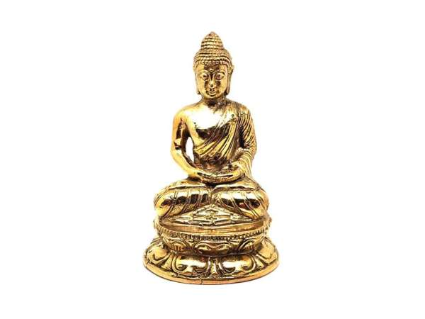 Réz figura Buddha lótusz arany 12x7cm