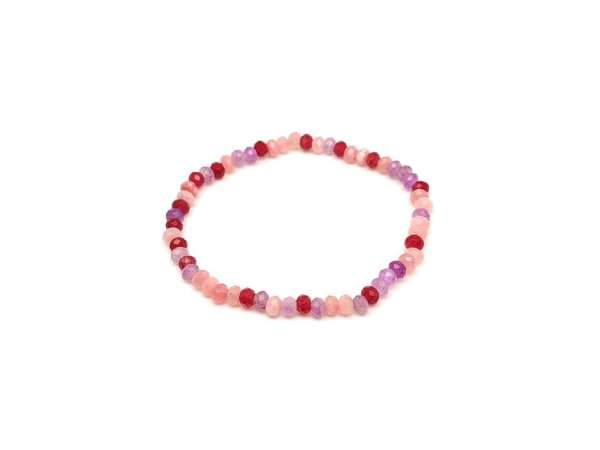 Achát fazettált színezett rózsaszín-lila korong karkötő 4×3 mm