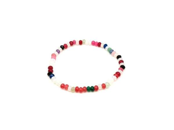 Achát fazettált színezett vegyes korong karkötő 4×3 mm