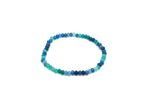 Achát fazettált színezett zöld-kék korong karkötő 4×3 mm