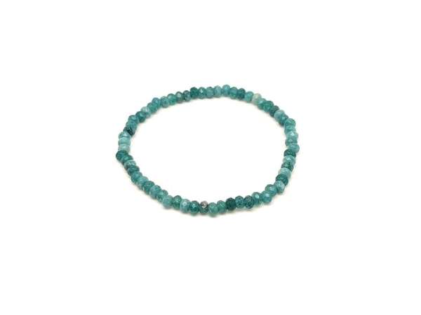 Achát fazettált színezett smaragdzöld korong karkötő 4×3 mm