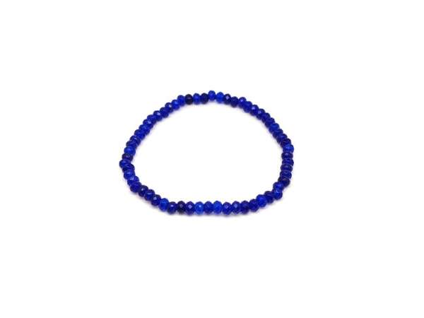 Achát fazettált színezett sötétkék korong karkötő 4×3 mm