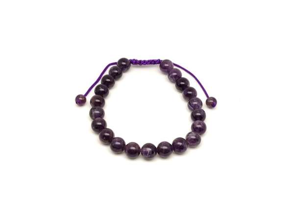 Ametiszt csúszócsomós golyó karkötő 8 mm