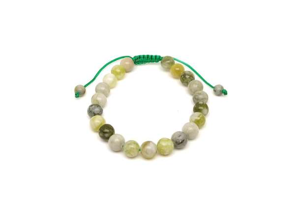 Jáde csúszócsomós golyó karkötő 8–9 mm