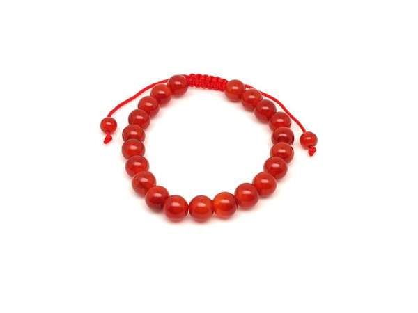 Karneol csúszócsomós golyó karkötő 8–9 mm