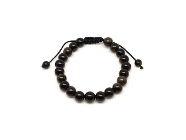 Arany obszidián csúszócsomós golyó karkötő 8 mm