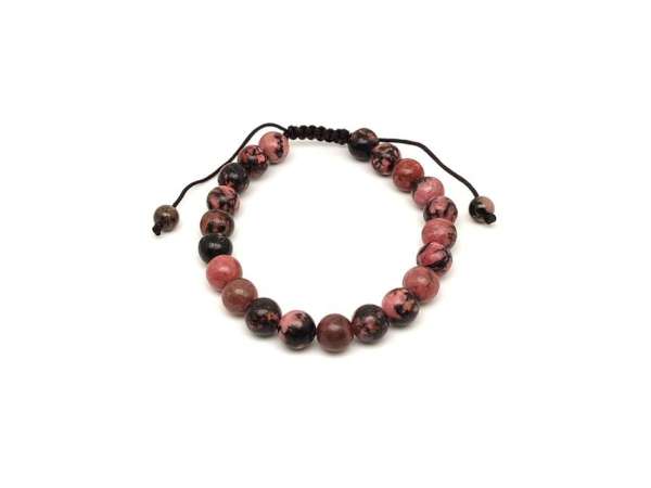 Rodonit csúszócsomós golyó karkötő 8–9 mm