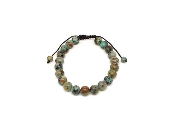 Afrikai türkiz csúszócsomós golyó karkötő 8–9 mm