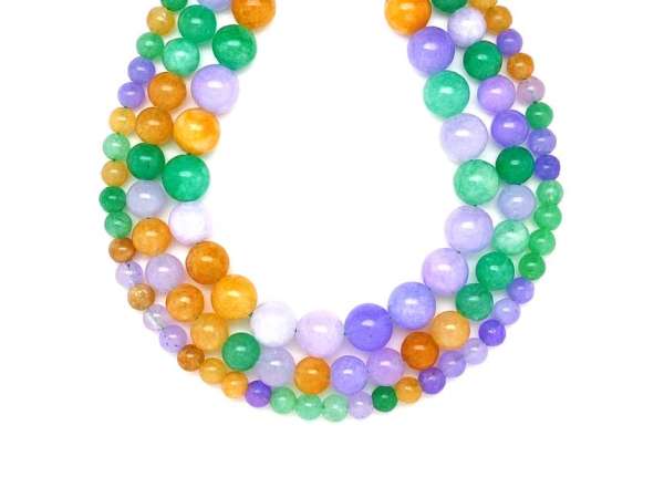 Jáde szinezett multi golyó 8mm – ékszerkészítő alapanyag (füzér)