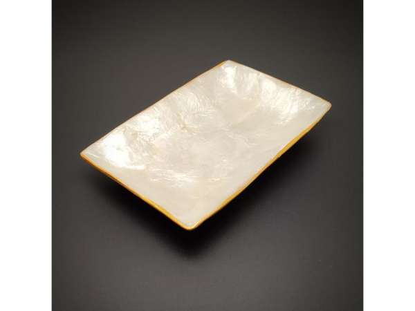 Kagyló tál szögletes arany szélű 12×8 cm