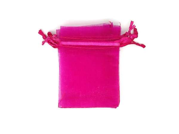 Organza ajándékszütyő pink 13x18cm