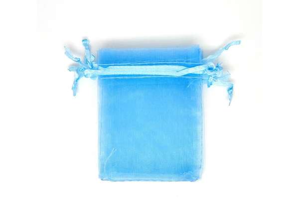 Organza ajándékszütyő világoskék 7x9cm