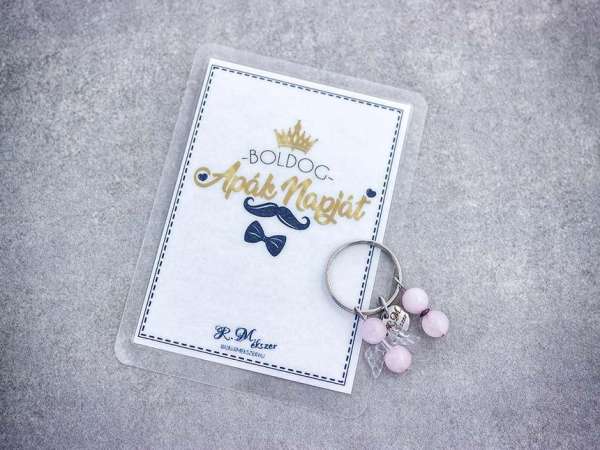 Boldog Apák Napját kulcstartó rózsakvarccal