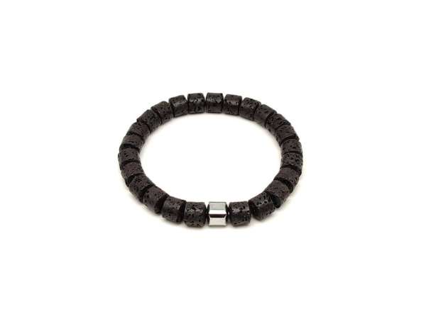 Bazalt korong karkötő ezüst köztessel 8–9 mm