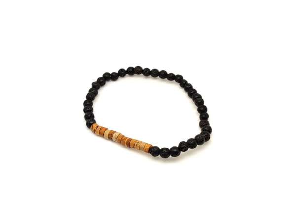 Bazalt képjáspis golyó korong karkötő 4–5 mm