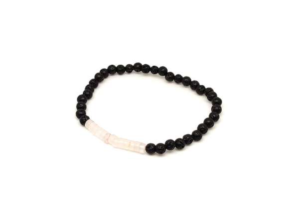 Bazalt rózsakvarc golyó korong karkötő 4–5 mm