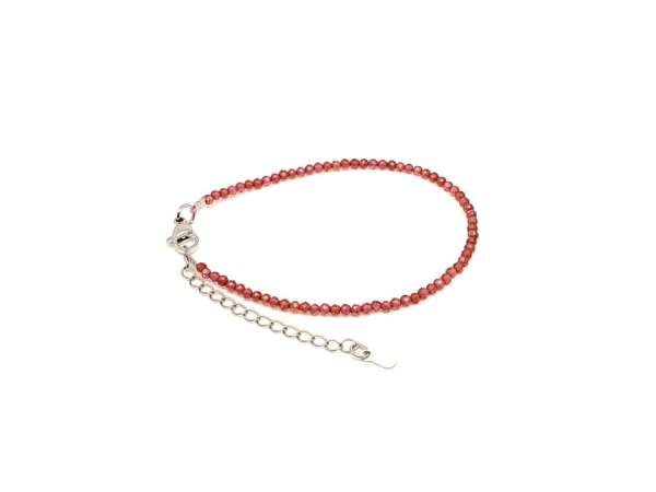 Gránát almandin kapcsos állítható fazettált golyó karkötő 2 mm