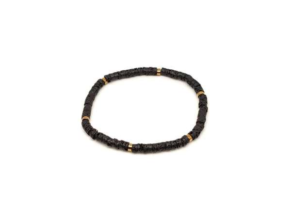 Bazalt ásvány karkötő arany korong köztessel 4–5 mm