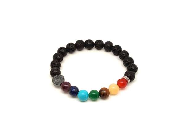 Bazalt csakra életfa karkötő 8–9 mm