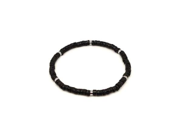 Bazalt ásvány karkötő ezüst korong köztessel 4–5 mm