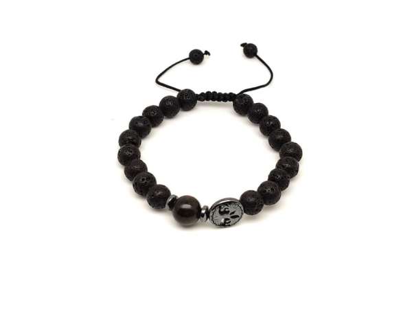 Bazalt életfa karkötő Arany Obszidián gyönggyel 8 mm