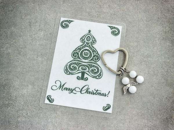 Merry Christmas kulcstartó tejkvarccal