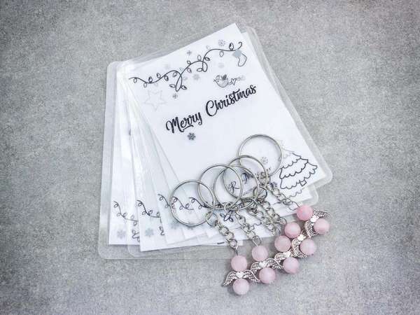 Merry Christmas kulcstartó rózsakvarccal 5 dbos csomag