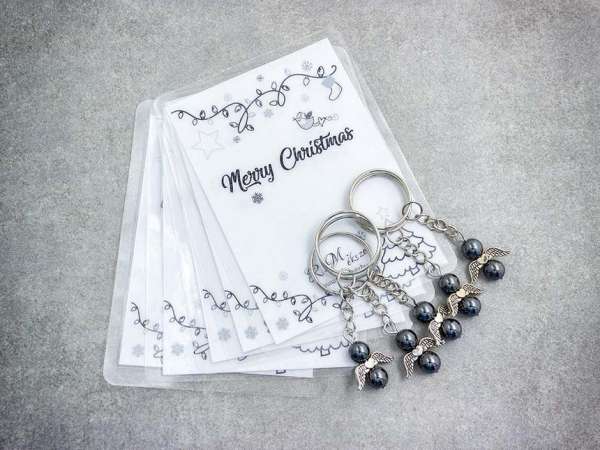 Merry Christmas kulcstartó hematittal 5dbos csomag